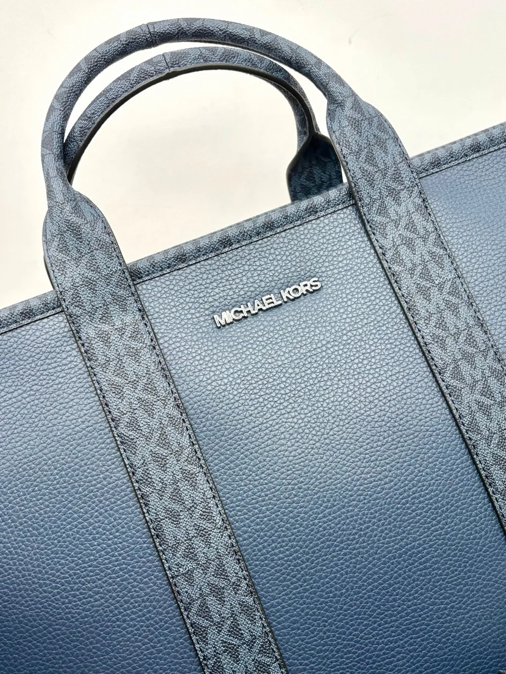 Michael Kors Cooper Medium Pebbled Leather and Signature Logo Tote Travel Bag
